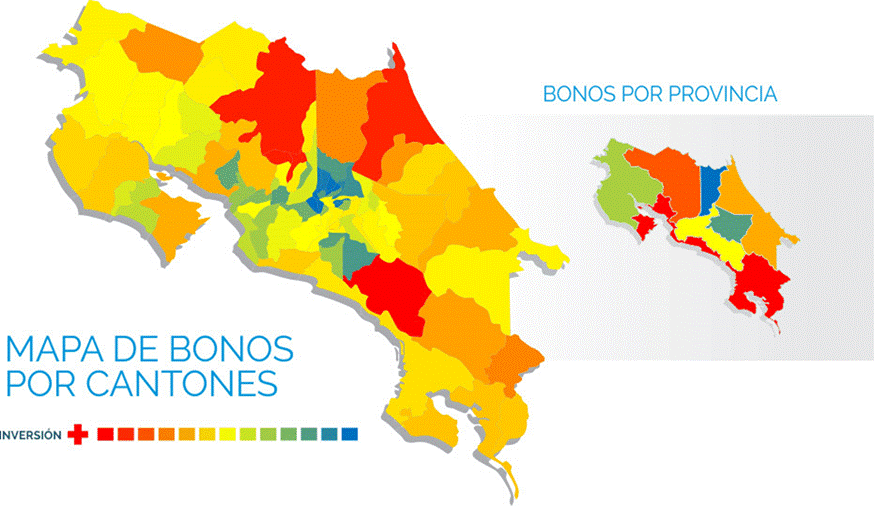 Title: Mapa de CR Comparativa N&uacute;mero e inversi&oacute;n bonos de vivienda otorgados por provincia y cant&oacute;n
