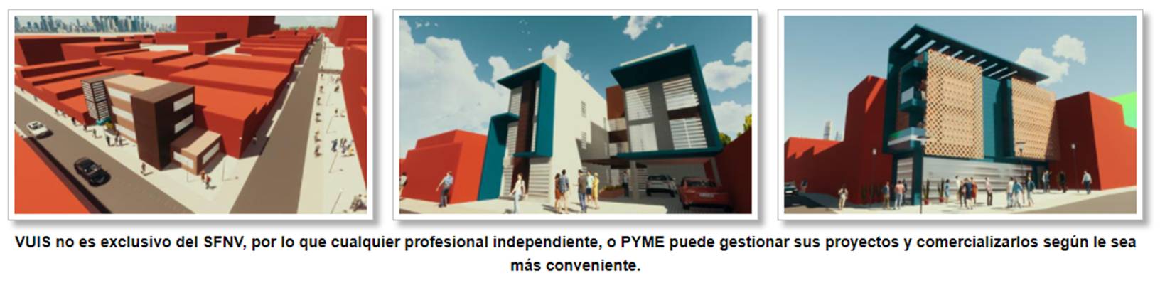 Ilustraciones diversas de cómo quedarían los proyectos de Vivienda Urbana Inclusiva y Sostenible.